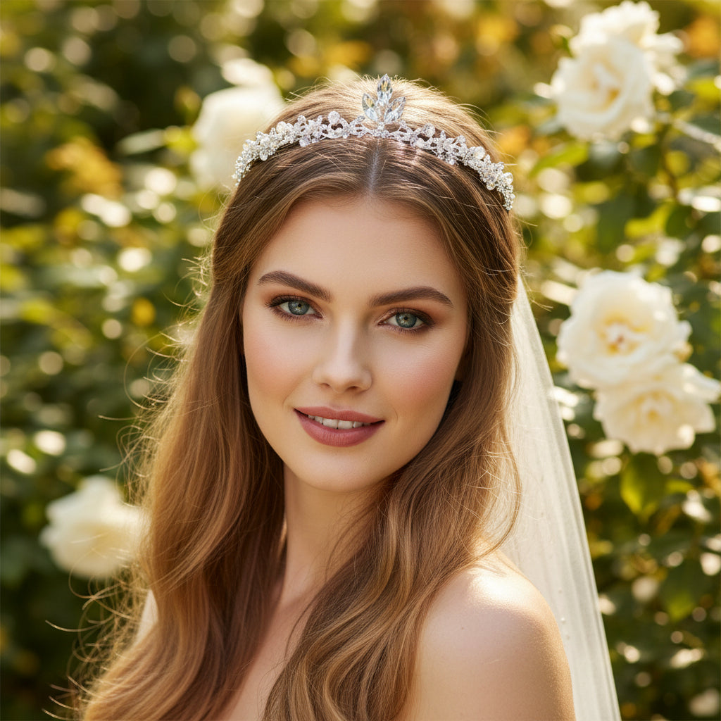 ATHENA COLLECTION - DAINTY SPARKLE TIARA - AHB241 SILVER