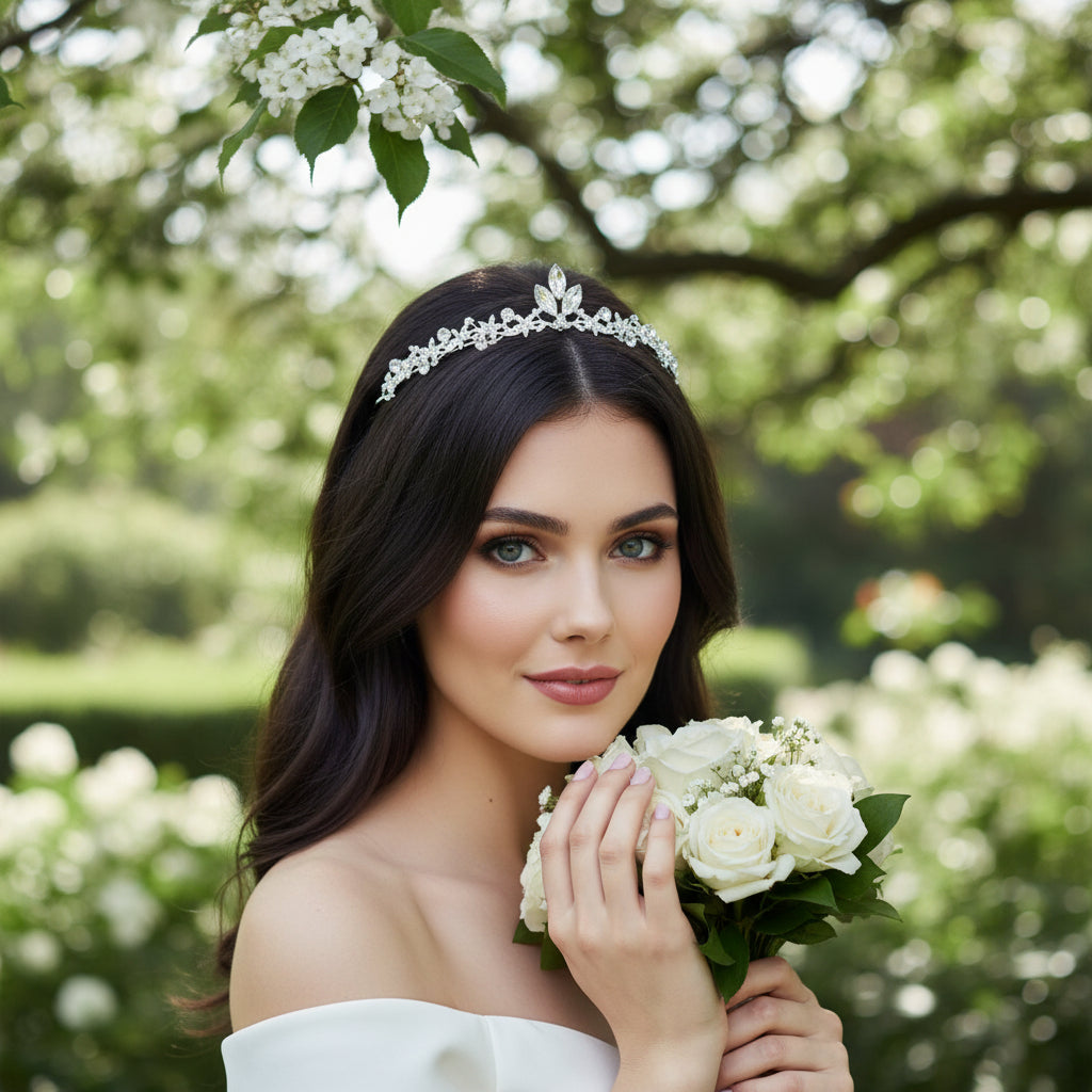 ATHENA COLLECTION - DAINTY SPARKLE TIARA - AHB241 SILVER