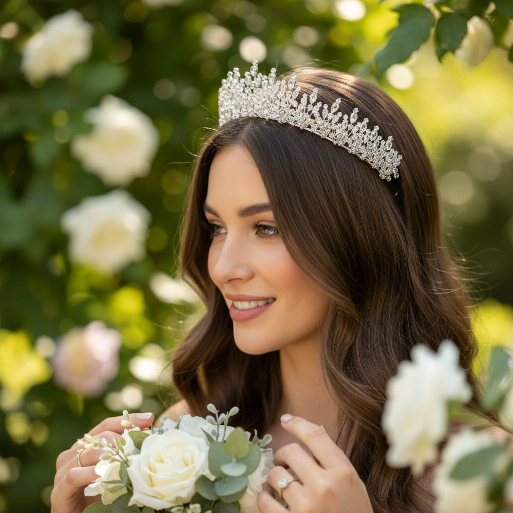 CUBIC ZIRCONIA COLLECTION - CRYSTAL COUTURE TIARA - AHB242