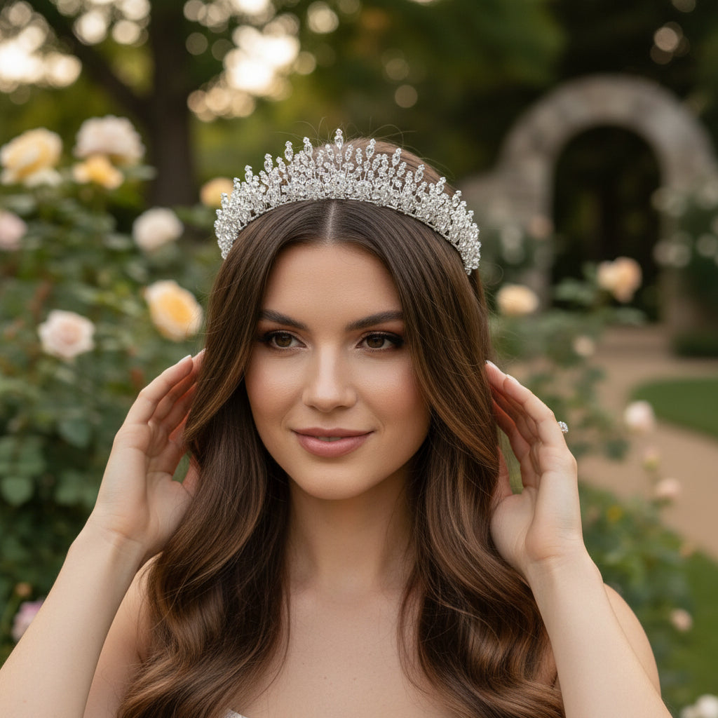 CUBIC ZIRCONIA COLLECTION - CRYSTAL COUTURE TIARA - AHB242