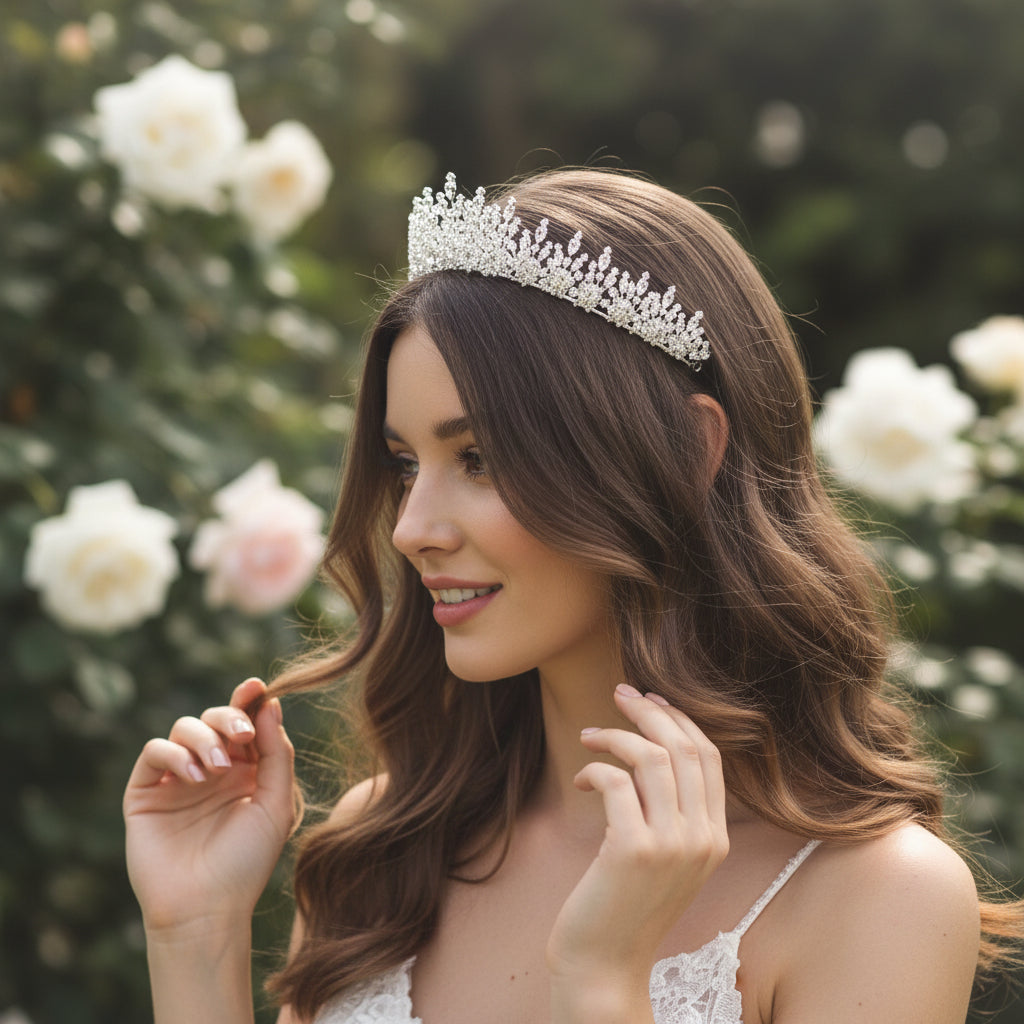 CUBIC ZIRCONIA COLLECTION - CRYSTAL COUTURE TIARA - AHB242