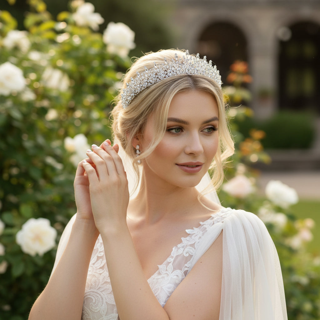 CUBIC ZIRCONIA COLLECTION - CRYSTAL COUTURE TIARA - AHB242