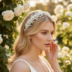 ATHENA COLLECTION - LUXE PEARL HEADBAND - SILVER - AHB244