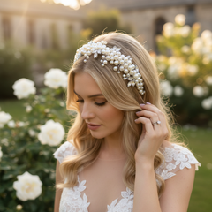 ATHENA COLLECTION - LUXE PEARL HEADBAND - SILVER - AHB244