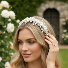 ATHENA COLLECTION - LUXE PEARL HEADBAND - SILVER - AHB244
