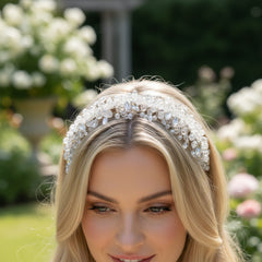 ATHENA COLLECTION - CRYSTAL BEADED HEADBAND - SILVER - AHB245