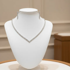 CUBIC ZIRCONIA COLLECTION - CHIC CRYSTAL NECKLACE SET - CZNK288 SILVER