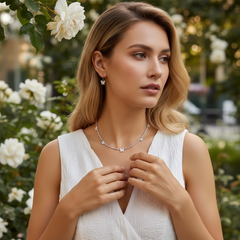 CUBIC ZIRCONIA COLLECTION - EXQUISITE CRYSTAL BUTTERFLY NECKLACE SET - SILVER