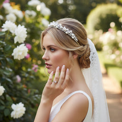 ATHENA COLLECTION - DAINTY PEARL TIARA - AHB246 SILVER