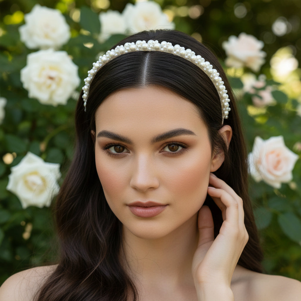 ATHENA COLLECTION - DAINTY PEARL HEADBAND -IVORY