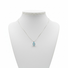 CUBIC ZIRCONIA COLLECTION - AQUAMARINE CRYSTAL DROP NECKLACE - CZNK292 AQUA