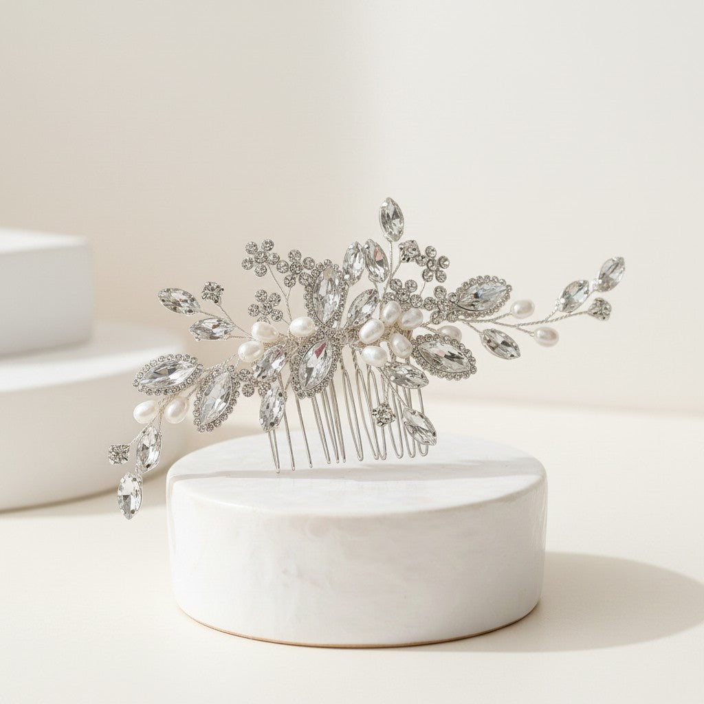 ATHENA COLLECTION - CRYSTAL CHIC HAIR COMB - HC311 SILVER