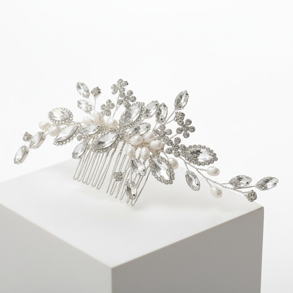 ATHENA COLLECTION - CRYSTAL CHIC HAIR COMB - HC311 SILVER