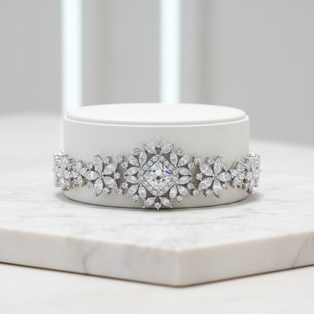 Cubic Zirconia Collection - Bejewelled Vintage style Bracelet - CZBRA9