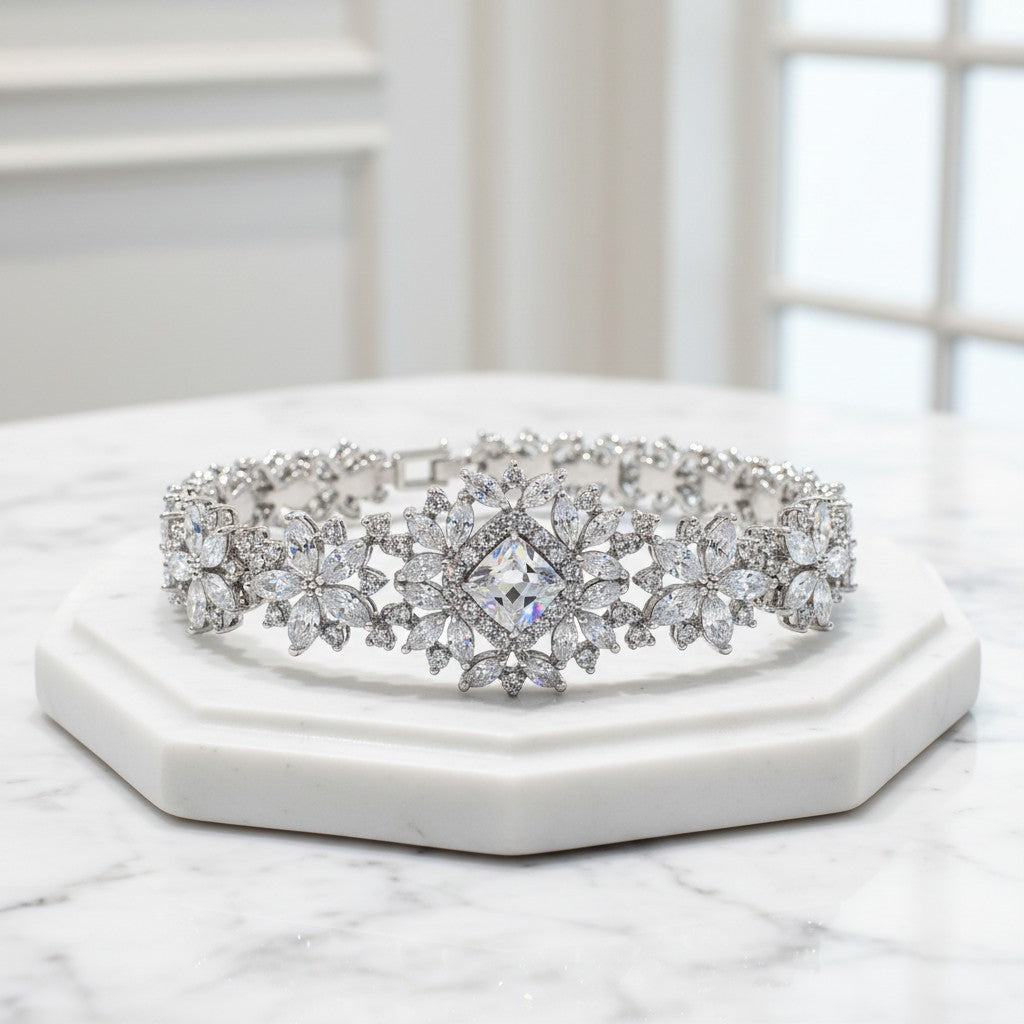 Cubic Zirconia Collection - Bejewelled Vintage style Bracelet - CZBRA9
