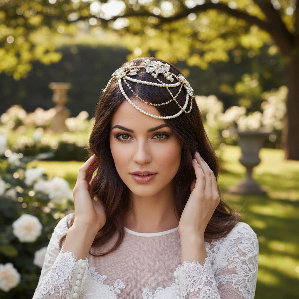 ELITE COLLECTION - Bejewelled Gatsby Statement Piece Brow Band HP176