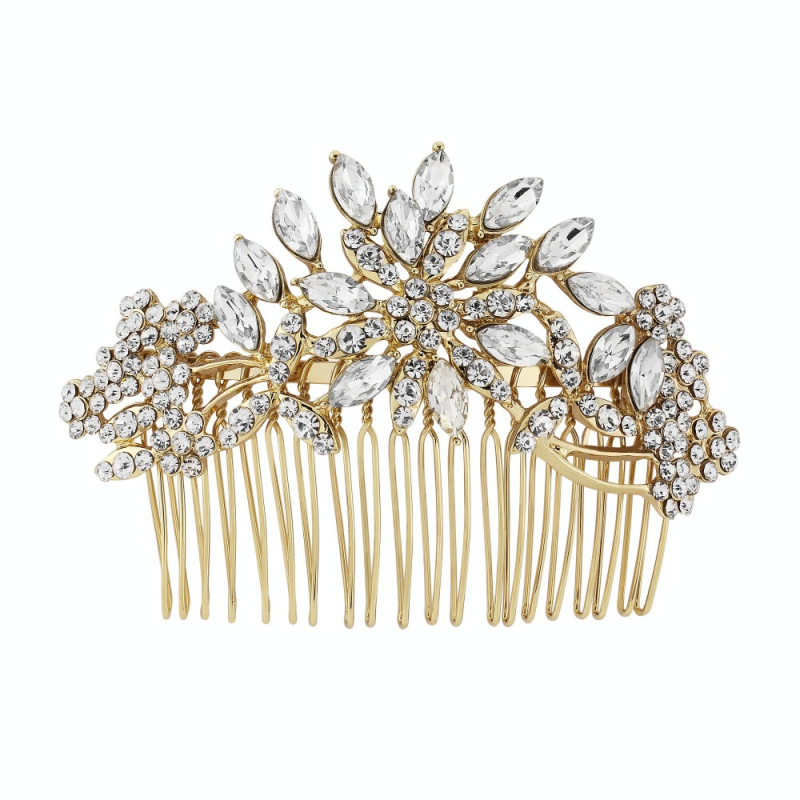 Crystal Extravagance Hair Comb - Gold - HC146