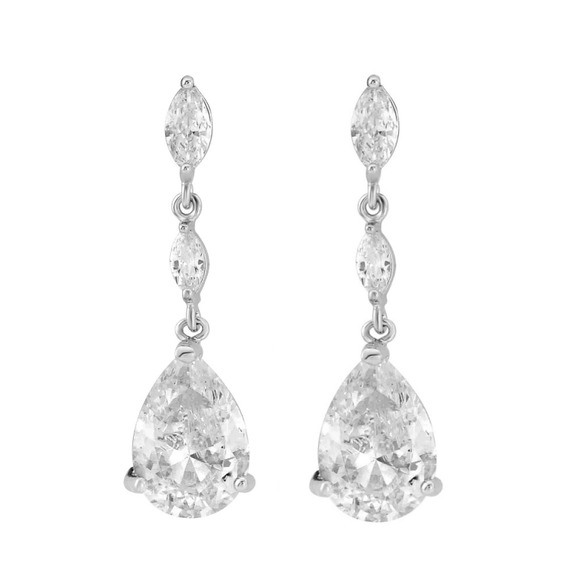 Cubic Zirconia Collection - Sparkle Drop Earrings - CZER352