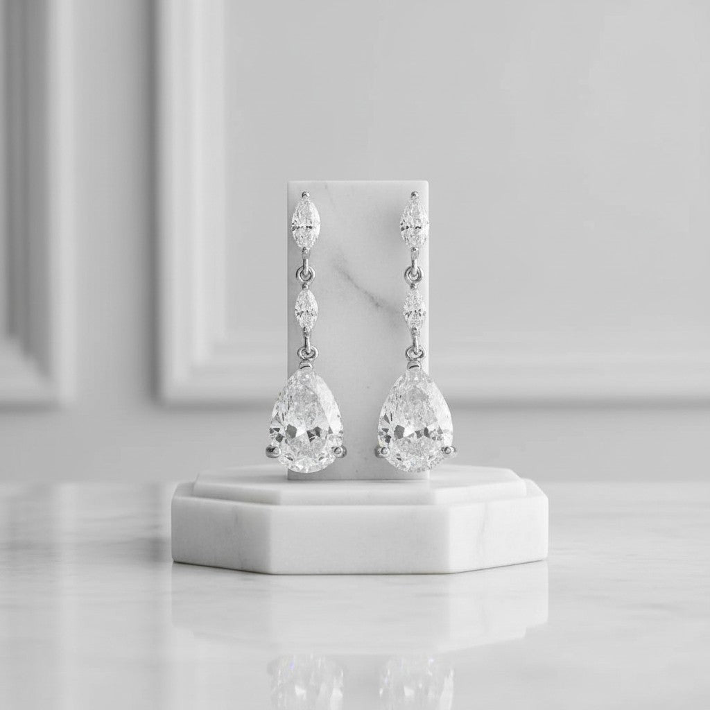 Cubic Zirconia Collection - Sparkle Drop Earrings - CZER352