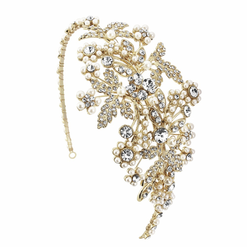 ROSALIE GOLD- PEARL ENCHANTMENT HEADBAND - HDB28 - SASSB GOLD