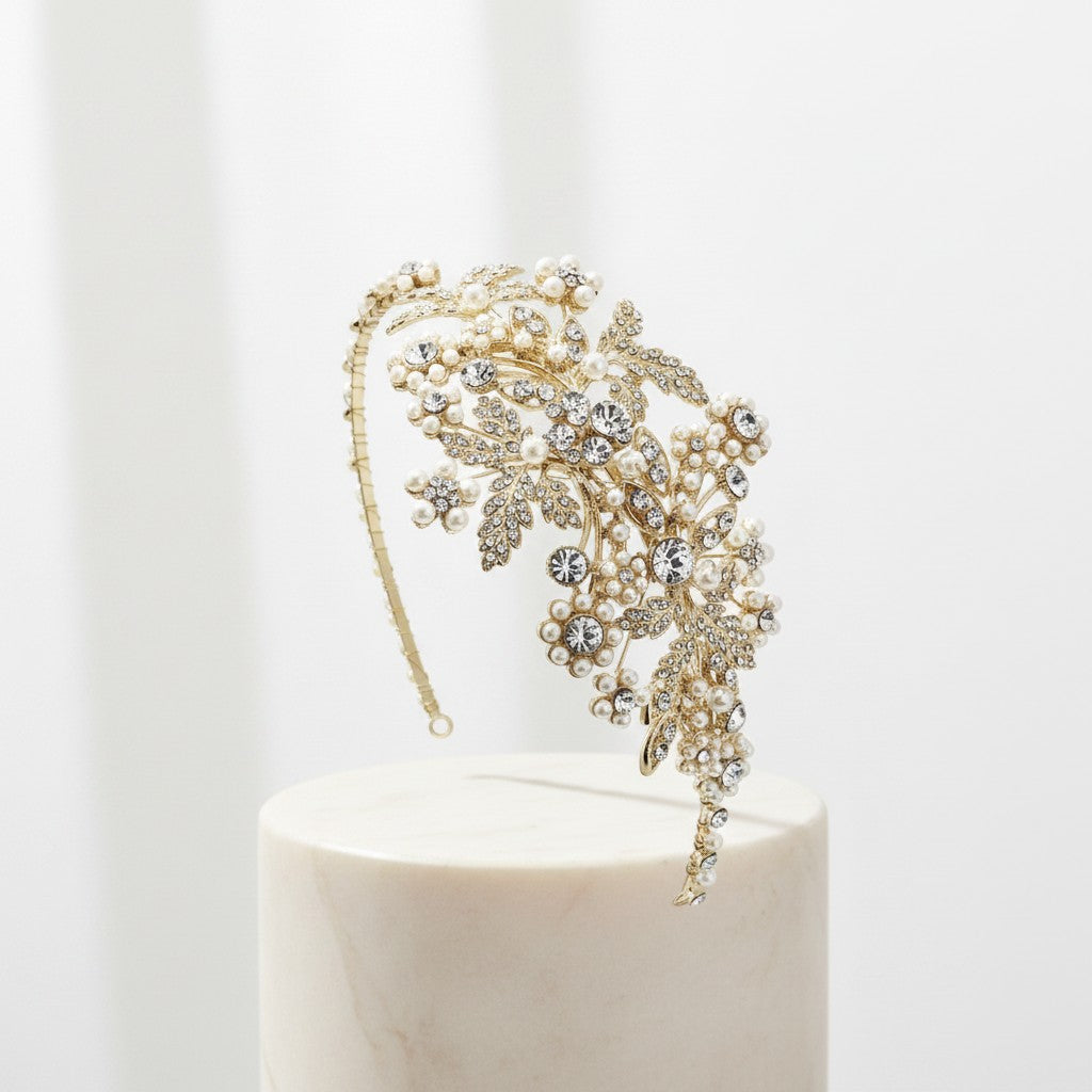 ROSALIE GOLD- PEARL ENCHANTMENT HEADBAND - HDB28 - SASSB GOLD
