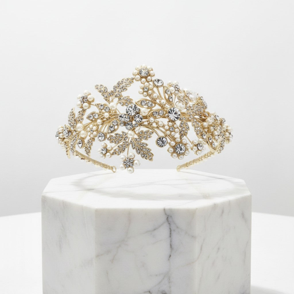 ROSALIE GOLD- PEARL ENCHANTMENT HEADBAND - HDB28 - SASSB GOLD