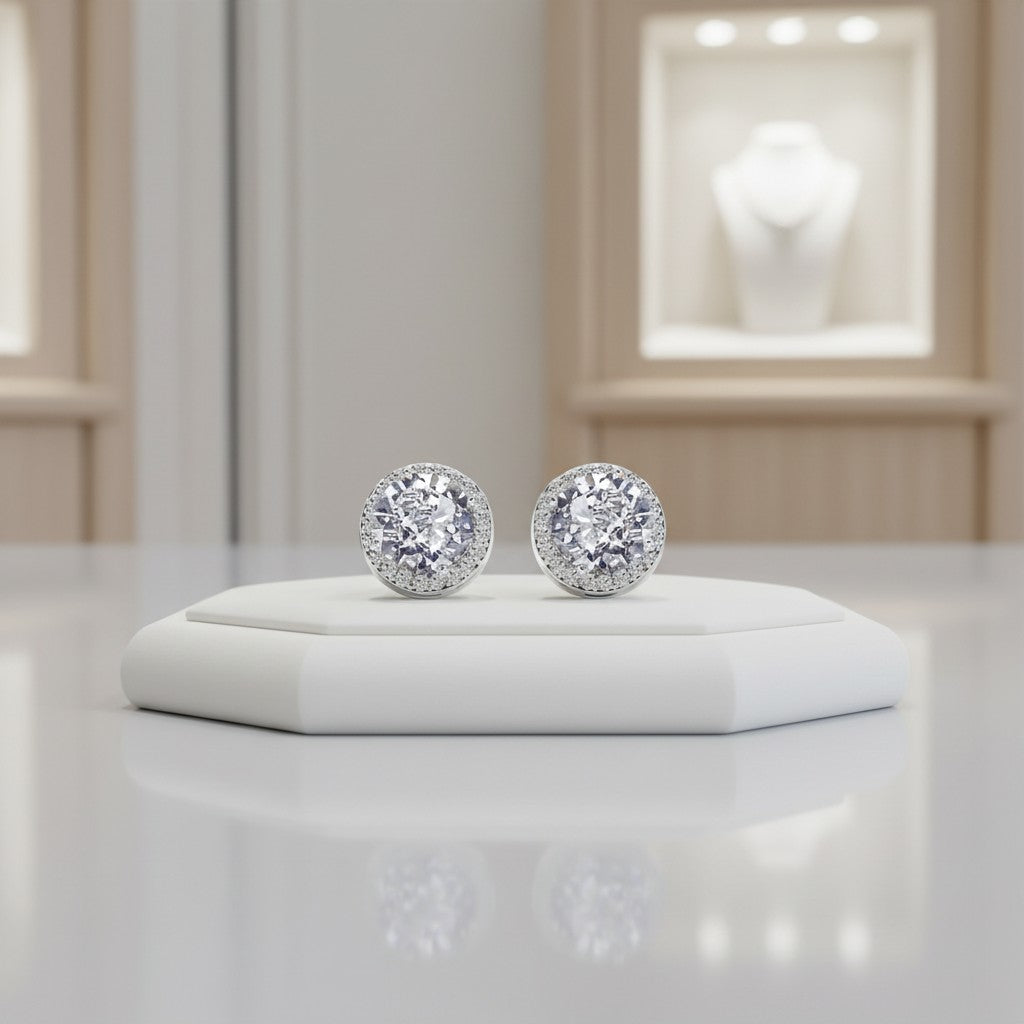 Cubic Zirconia Collection - Sparkly Stud Earrings - CZER360