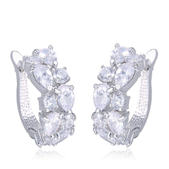 Cubic Zirconia Collection - Cz Cluster Earrings - CLEAR CZER358