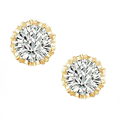 Cubic Zirconia Earrings - Gold Sparkle Stud Earrings - CZER359