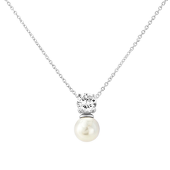 Cubic Zirconia Collection - Delicate Pearl Necklace - CZNK31