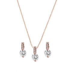 Cubic Zirconia Collection - Classic crystal Necklace Set - ROSE GOLD CZNK18