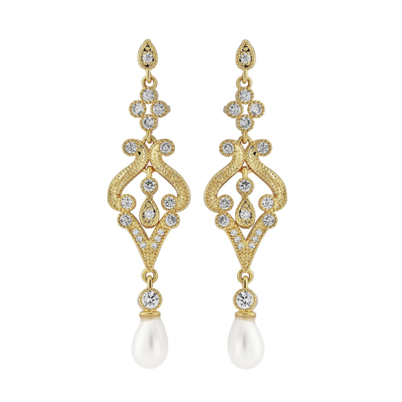 Cubic Zirconia Collection - Enchanting Earrings - GOLD CZER344