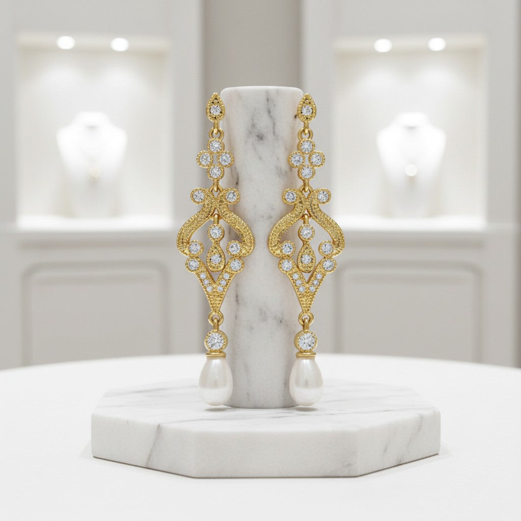Cubic Zirconia Collection - Enchanting Earrings - GOLD CZER344