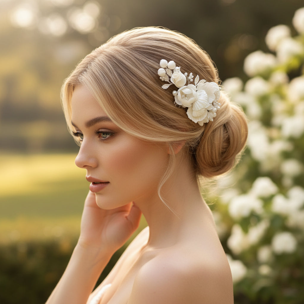 Luisa - Chic Petals Hair Comb -HC13  IVORY - SASSB
