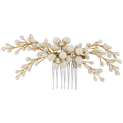 NITA Freshwater Pearl Comb - 14K GOLD PLATED -HC25 SASSB