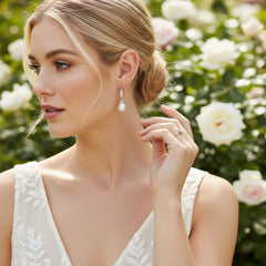 Cubic Zirconia Collection - Pretty Pearl Earrings - CZER364