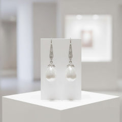 Cubic Zirconia Collection - Pretty Pearl Earrings - CZER364
