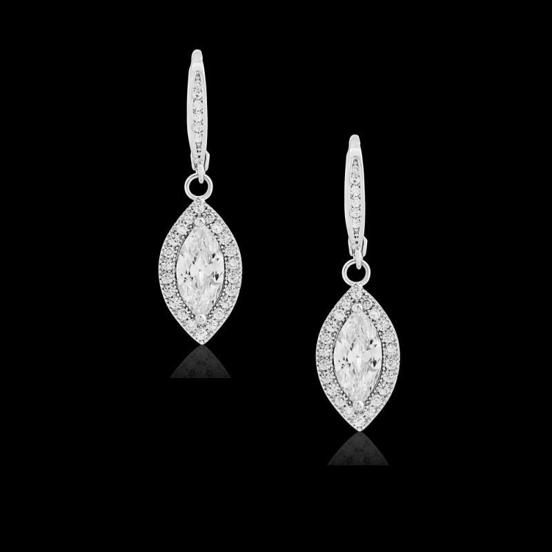 Cubic Zirconia Collection - Dainty Crystal Drop Earrings - CZER362