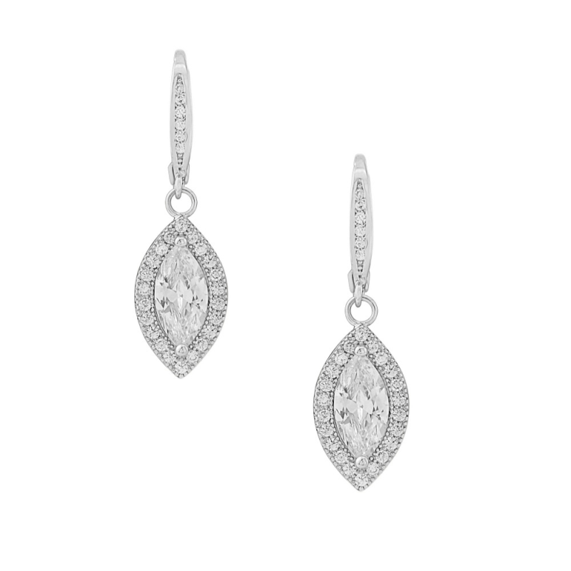 Cubic Zirconia Collection - Dainty Crystal Drop Earrings - CZER362