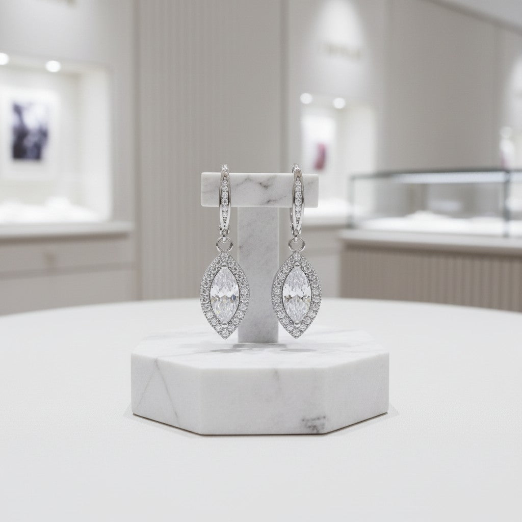 Cubic Zirconia Collection - Dainty Crystal Drop Earrings - CZER362