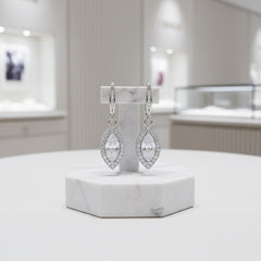 Cubic Zirconia Collection - Dainty Crystal Drop Earrings - CZER362