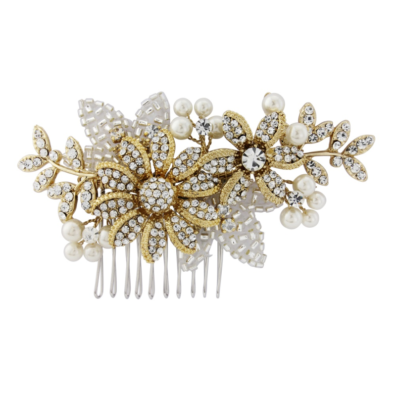 ESME 14K GOLD LUXE HAIR COMB HC15  SASSB