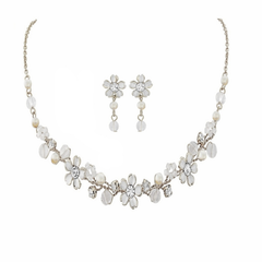 Pretty Pearl Necklace Set - SASSB - SILVER NK11
