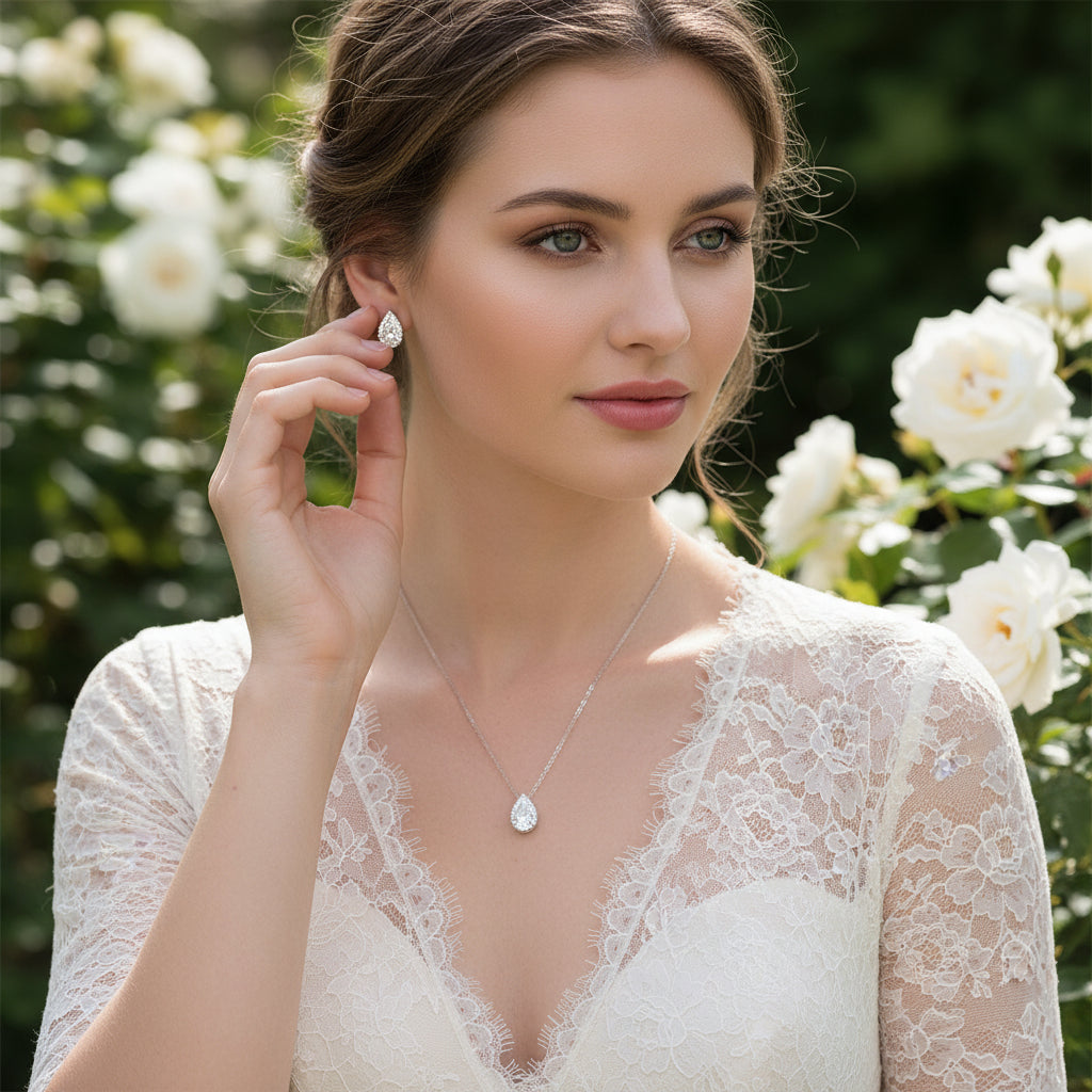 CUBIC ZIRCONIA COLLECTION - Dainty Gem Necklace Set - CZNK34