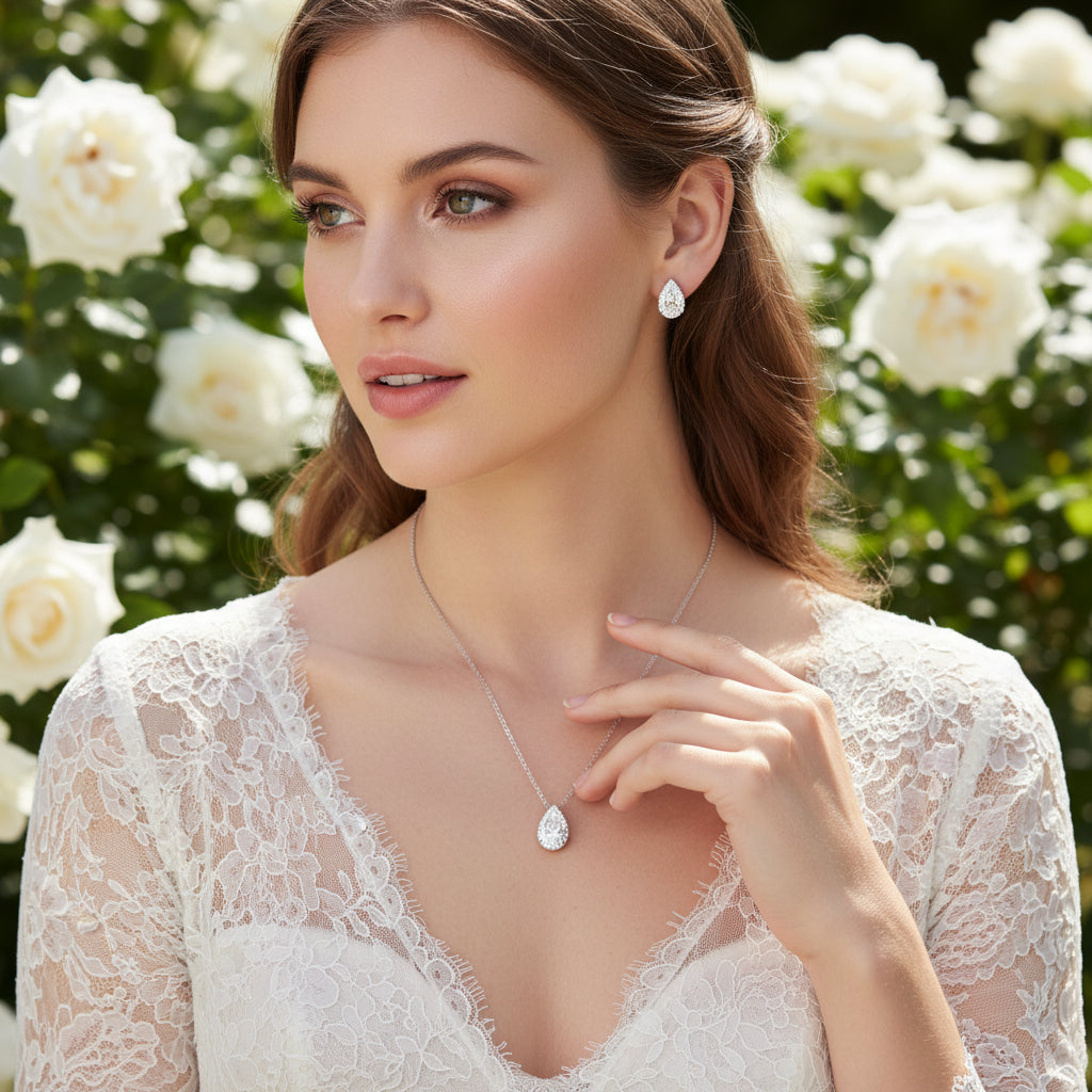 CUBIC ZIRCONIA COLLECTION - Dainty Gem Necklace Set - CZNK34