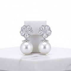 Cubic Zirconia Collection Earrings - Pearl Shimmer Earrings - CZER366