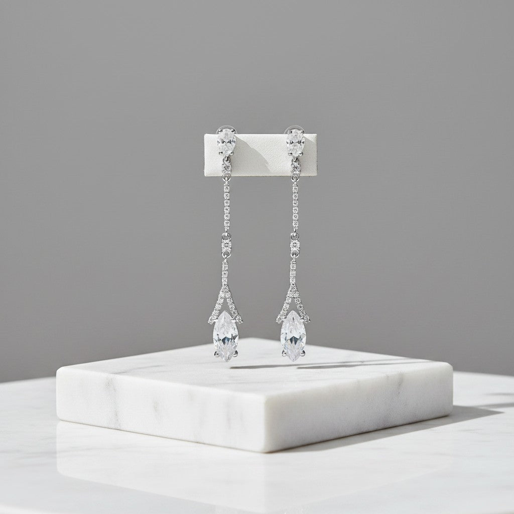 Cubic Zirconia Collection - Dainty Sparkle Earrings - CZER374