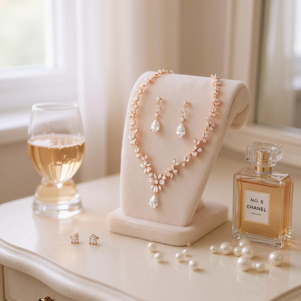 Cubic Zirconia Collection - Crystal Sparkle Necklace Set - CZNK41