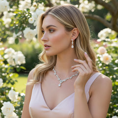 Cubic Zirconia Collection - Crystal Sparkle Necklace Set - CZNK41