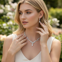 Cubic Zirconia Collection - Crystal Sparkle Necklace Set - CZNK41